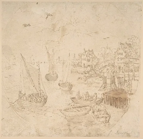 Jan Brueghel d.Ä., Boats and Houses