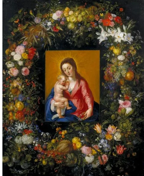 Jan Brueghel d.Ä., Garland with the Virgin and Child