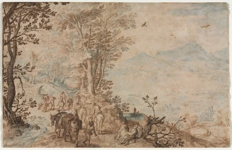 Jan Brueghel d.Ä., Landscape with Travelers