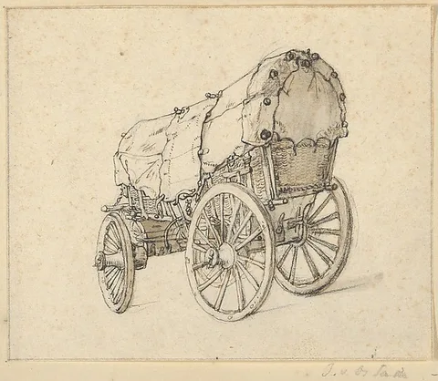 Isaack van Ostade, Study of a Covered Wagon