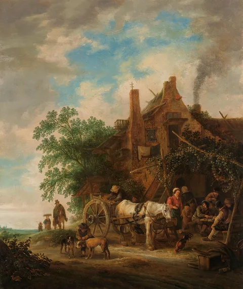Isaack van Ostade, Country inn with horse and wagon