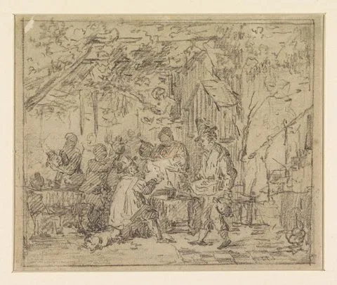 Ferdinand de Braekeleer, Gezelschap op terras buiten herberg