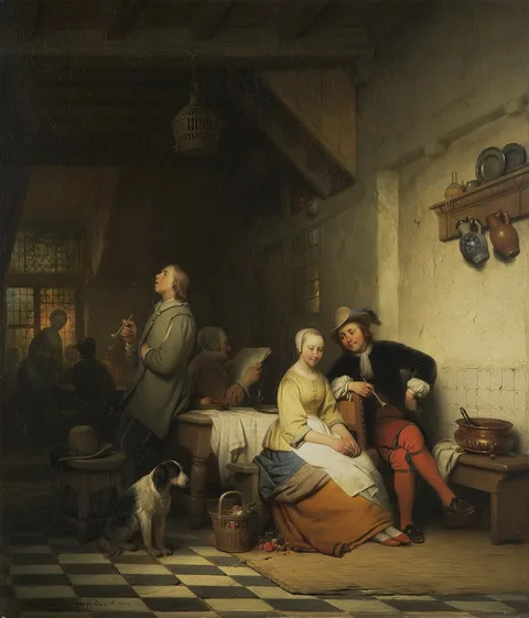 Ferdinand de Braekeleer, Interior of an Inn, with Figures in Seventeenth-Century Costume