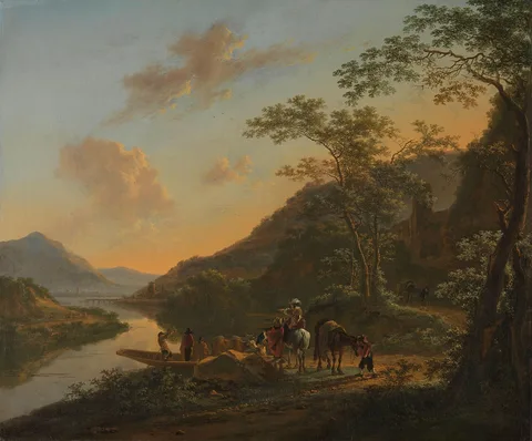 Jan Dirksz Both, Italian Landscape with Ferry
