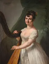 Johann Ernst Heinsius, Portrait of Anne Rose Debas, Mme Delaroche, playing the harp
