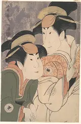 Tōshūsai Sharaku, Segawa Tomisaburō II and Nakamura Manyo as Yadorigi and Her Maid Wakakusa in the Play "Hana Ayame Bunroku Soga"
