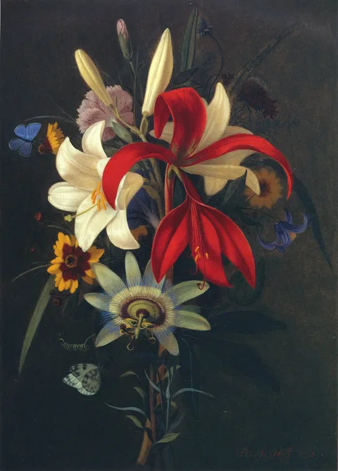 Adolf Senff, Still Life with Lilies and other Flowers