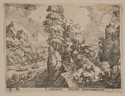 Jacob Savery, I, Path with Travelers to right of River, from Landscapes