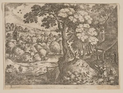 Jacob Savery, I, Tavern to Right of a Path, from Landscapes