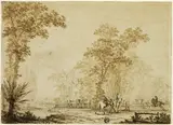 Jacques Francois Joseph Swebach des Fontaines, Soldiers Exercising Horses Near River