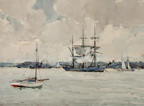 Alfred Wilson Walsh, Ships Auckland Harbour, 1913