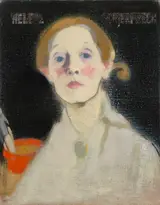 Helene Schjerfbeck, Self-Portrait with Black Background