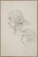 Vivant Denon, Portraits of Jean-Baptiste-Joseph Gobel (1727-1794), Bishop of Paris in 1792-93, and Pierre-Gaspard Chaumette (1763-1794), Procurator of the Commune in 1792, sketched on the way to the guillotine, April 12, 1794.