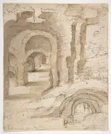 Domenico Beccafumi, Landscape with Catacombs
