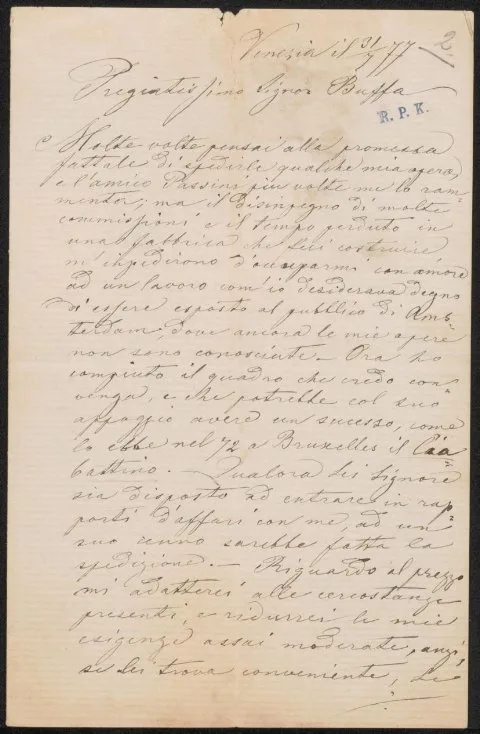 Antonio Rotta, Brief aan Frans Buffa