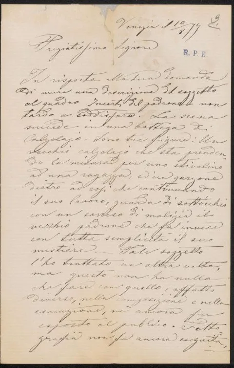 Antonio Rotta, Brief aan Frans Buffa