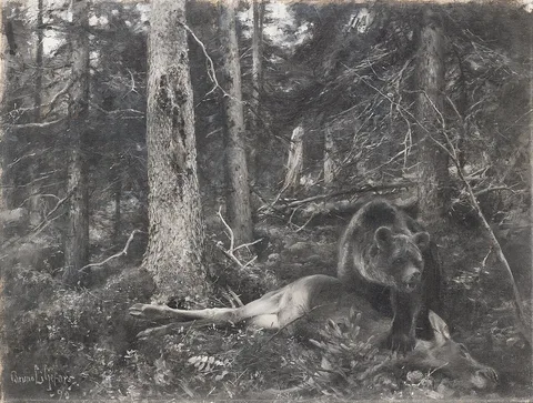 Bruno Liljefors, Brown bear with prey