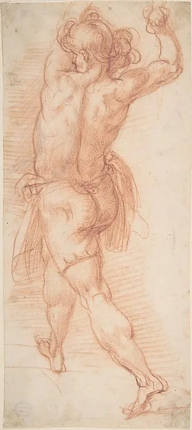 Giuseppe Cesari, Figure of a Man Throwing Stones (recto); Study of a Man (?) (verso)