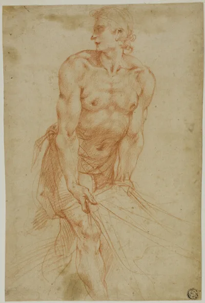 Giuseppe Cesari, Man Tugging on Sheet: Study for the Entombment [Sacristy of the Certosa di San Martino, Naples, 1596]