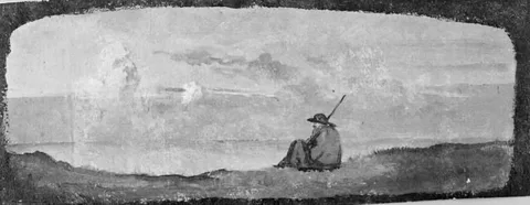 Lorenz Frølich, A Herdsman Sitting in a Landscape with Evening Clouds