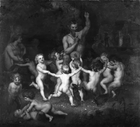 Lorenz Frølich, Woodland Deities Sourrounded by Dancing Bacchantes and Children Playing