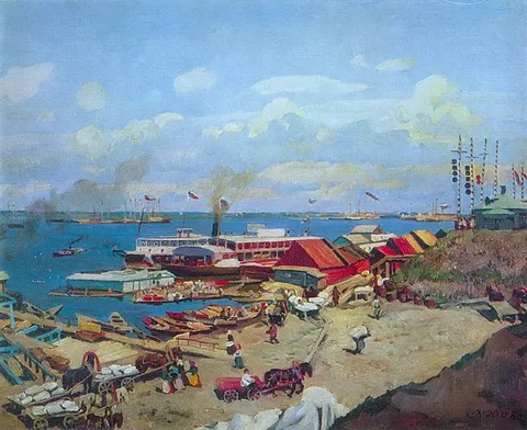 Konstantin Yuon, The Volga docks