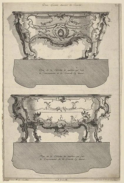 François de Cuvilliés, Designs for Two Commodes , from 'Livre de differents dessein de Comodes'