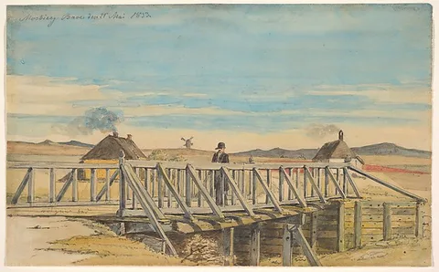 Martinus Rørbye, Landscape with a Bridge Near Mosbjerg