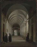 François Marius Granet, Monks in the Cloister of the Church of Gesù e Maria, Rome