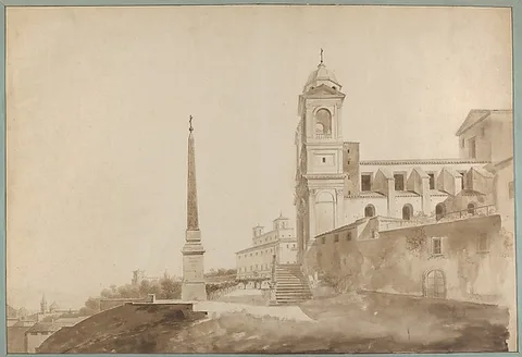 François Marius Granet, The Church of the Trinità dei Monti and the Villa Medici, Rome