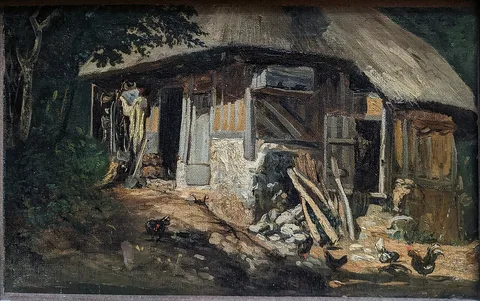 Paul Huet, Normandy thatched cottage, Old Trouville