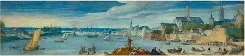 Hans Bol, A view of Antwerp harbor