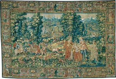 Hans Bol, Diana and Her Nymphs with the Ox Hunt