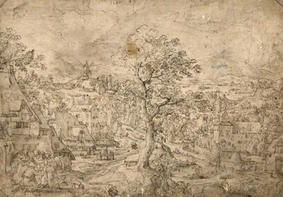 Hans Bol, Landscape with Abraham and Angels