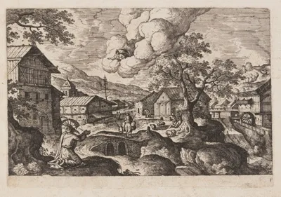Hans Bol, Plate 1, from Landscapes with Scenes from the Old and New Testament and Ovid’s Metamorphoses