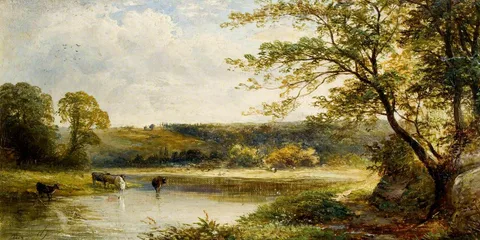 David Payne, River Scene with Cattle