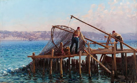 Fausto Zonaro, Fishermen Bringing in the Catch