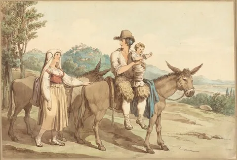 Bartolomeo Pinelli, A Peasant Family and Two Donkeys