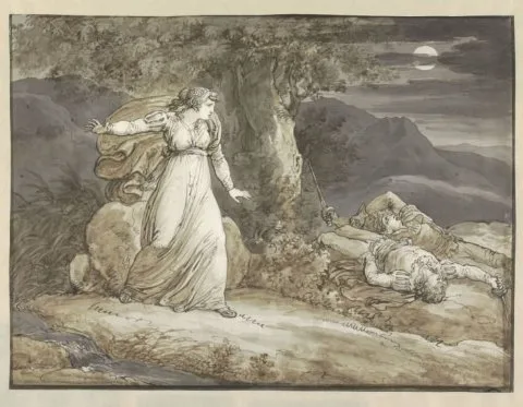 Bartolomeo Pinelli, Colma Discovering the Dead Bodies of Salgar and her Brother