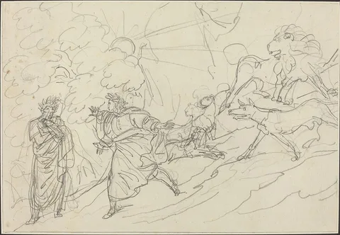 Bartolomeo Pinelli, Dante Flees the Wild Beasts and Meets Virgil
