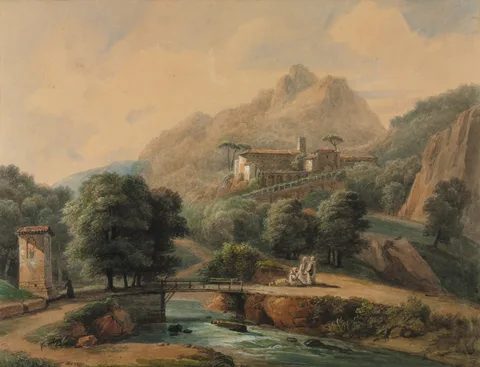 Jean-Victor Bertin, Paysage Italien: L'Abbaye et Les Religieux