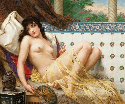 Guillaume Seignac, Odalisque with a Fan