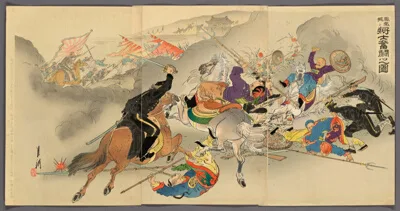 Ogata Gekkō, Soldiers Fighting Furiously at Fenghuangcheng (Hoojo ni shoshi funto no zu)