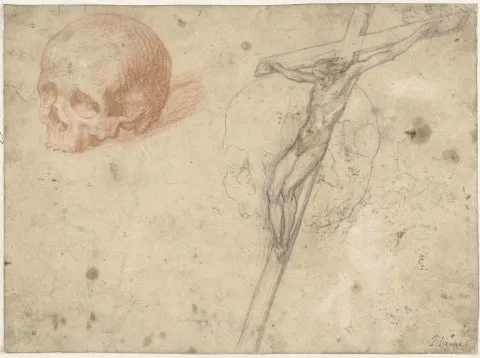Francesco Vanni, Schets van crucifix en doodshoofd