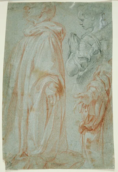 Francesco Vanni, Three Studies for the Resurrected Christ Adored by a Female Saint and San Silvestro Gozzalini