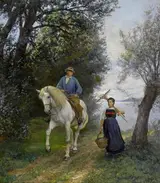 Rudolf Koller, Rider and peasant woman on a lake