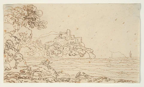 Károly Markó, Untitled (Landscape with Castle and Body of Water)