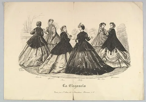 Héloïse Colin, Six Women Outdoors, No. 676, from "La Elegancia"