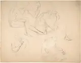 Eduard Bendemann, Studies of a Seated Bearded Man