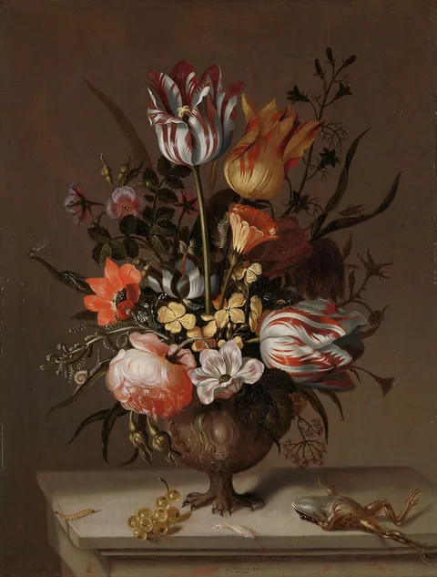 Jacob Marrel, Still Life with a Vase of Flowers and a Dead Frog